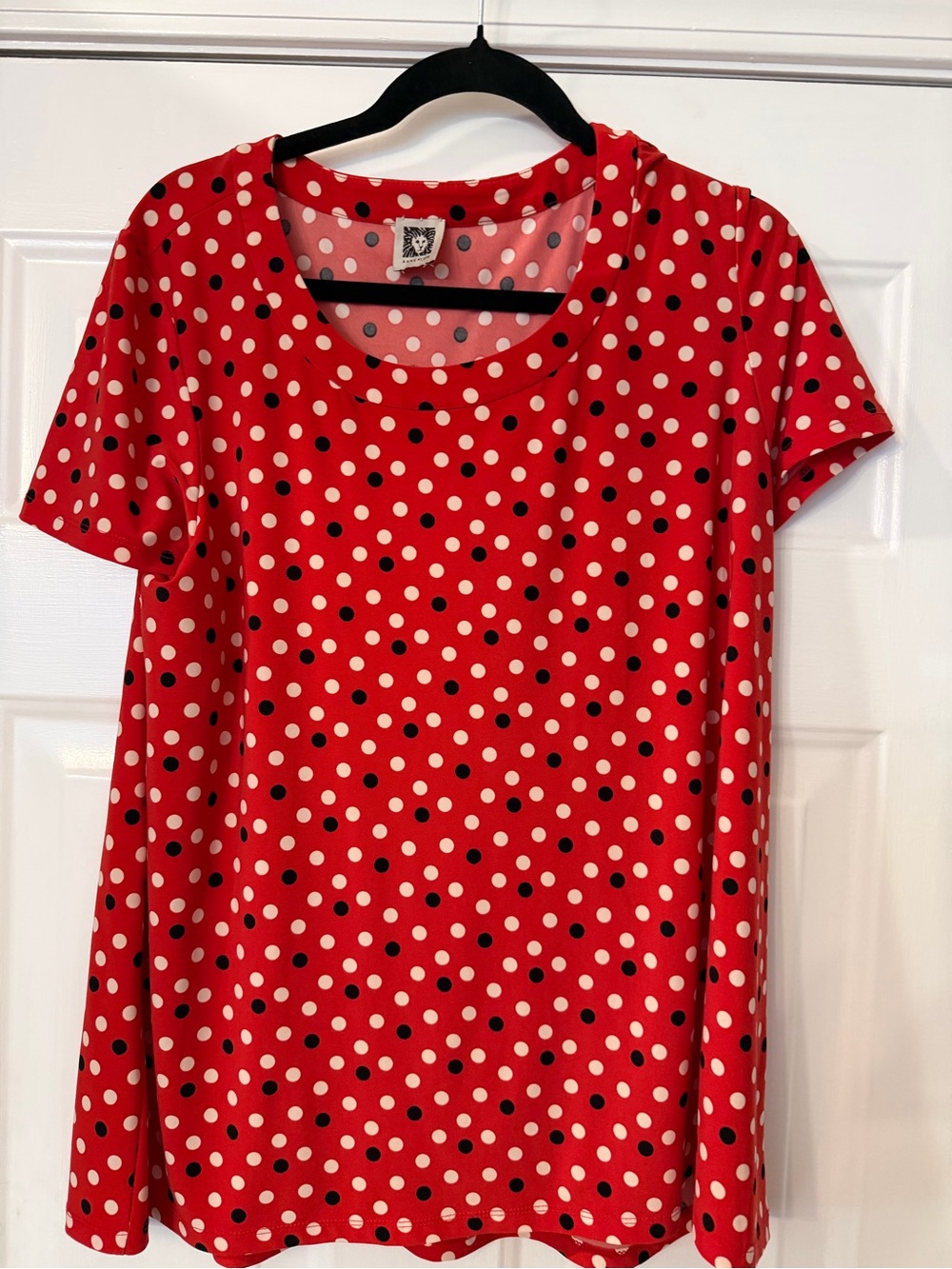 Anne Klein Red Short Sleeve Polka Dot Tee